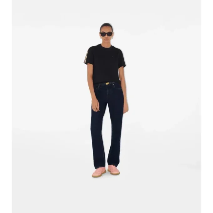 Tricou din bumbac cu borduri în carouri Tricou din bumbac cu borduri în carouri