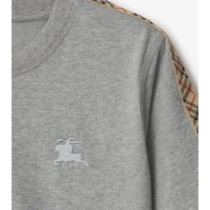 Tricou din bumbac cu borduri în carouri Tricou din bumbac cu borduri în carouri