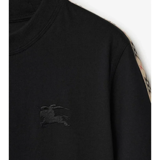 Tricou din bumbac cu borduri în carouri Tricou din bumbac cu borduri în carouri