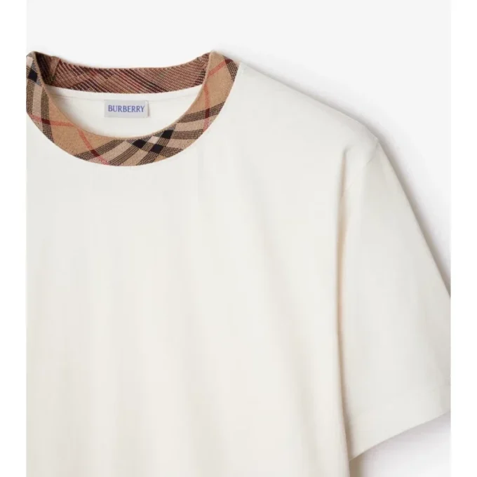 Tricou din bumbac cu borduri în carouri Tricou din bumbac cu borduri în carouri
