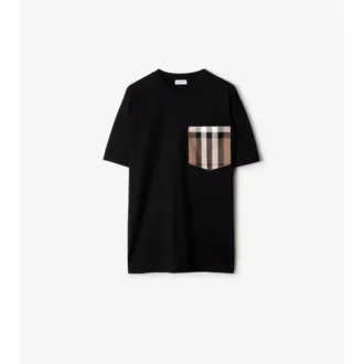 Tricou din bumbac cu buzunar în carouri