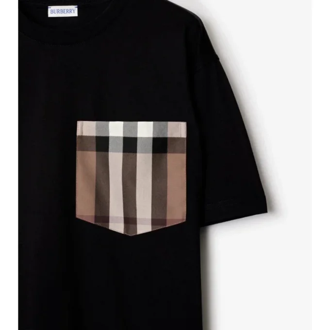 Tricou din bumbac cu buzunar în carouri Tricou din bumbac cu buzunar în carouri