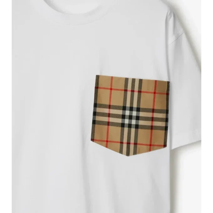 Tricou din bumbac cu buzunar în carouri Tricou din bumbac cu buzunar în carouri