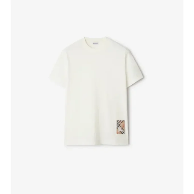 Tricou din bumbac cu etichetă în carouri