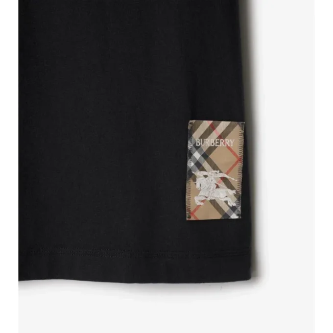Tricou din bumbac cu etichetă în carouri