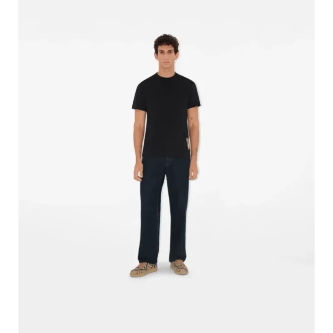 Tricou din bumbac cu etichetă în carouri