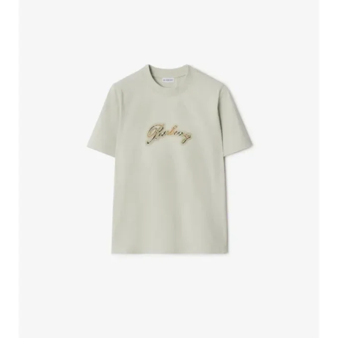 Tricou din bumbac cu logo cursiv în carouri Tricou din bumbac cu logo cursiv în carouri