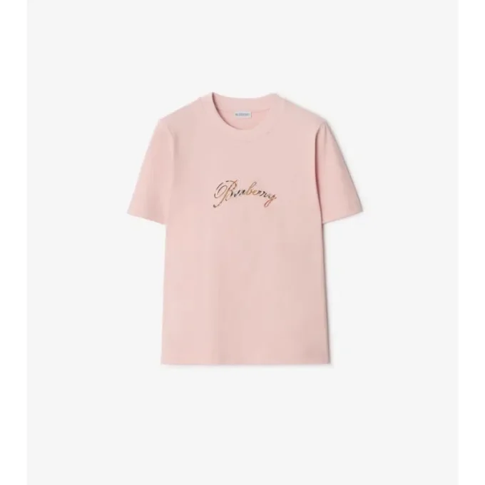 Tricou din bumbac cu logo cursiv în carouri Tricou din bumbac cu logo cursiv în carouri