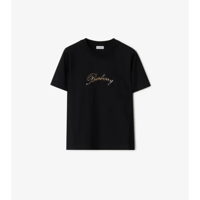 Tricou din bumbac cu logo cursiv în carouri Tricou din bumbac cu logo cursiv în carouri