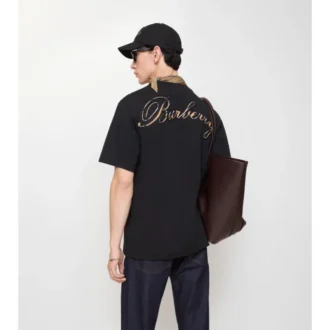 Tricou din bumbac cu logo cursiv în carouri