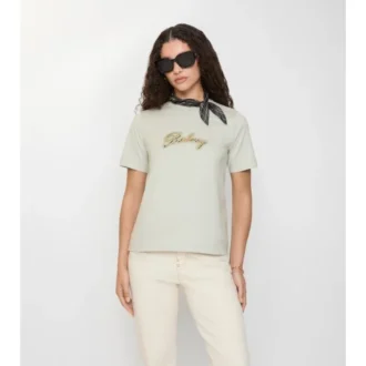 Tricou din bumbac cu logo cursiv în carouri