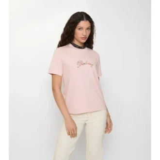 Tricou din bumbac cu logo cursiv în carouri