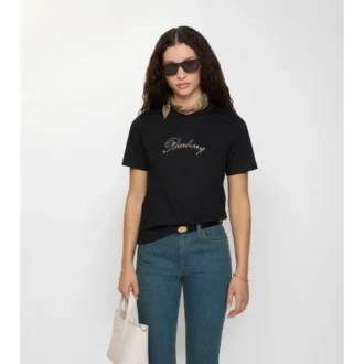 Tricou din bumbac cu logo cursiv în carouri