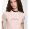 Tricou din bumbac cu logo cursiv în carouri Tricou din bumbac cu logo cursiv în carouri