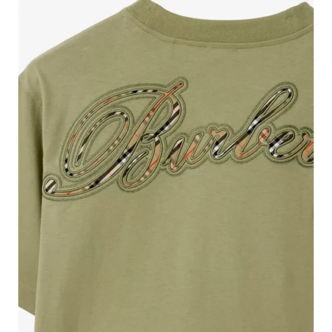 Tricou din bumbac cu logo cursiv în carouri Tricou din bumbac cu logo cursiv în carouri