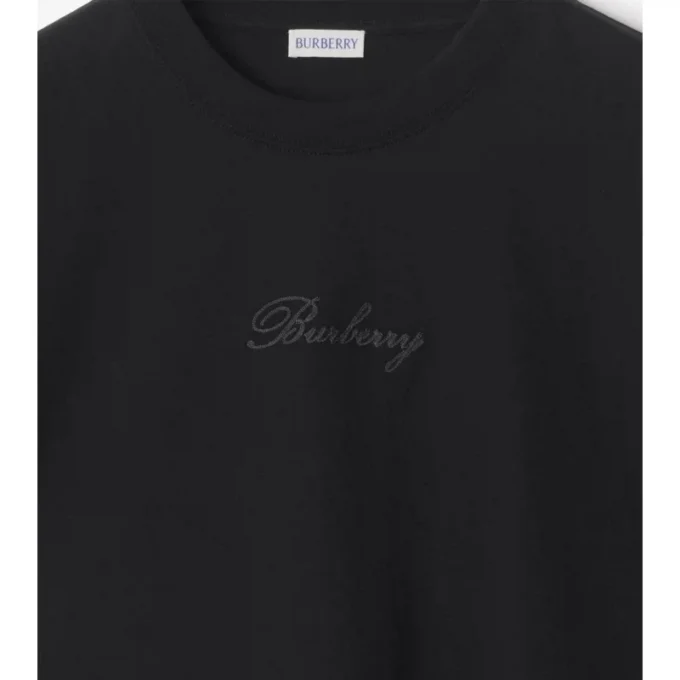 Tricou din bumbac cu logo cursiv în carouri Tricou din bumbac cu logo cursiv în carouri