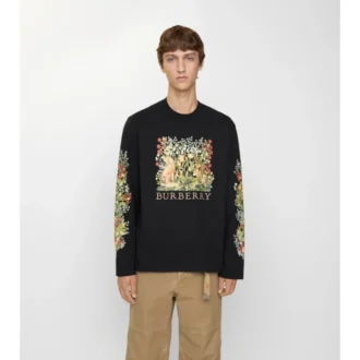 Tricou din bumbac cu mâneci lungi, cu imprimeu pădure