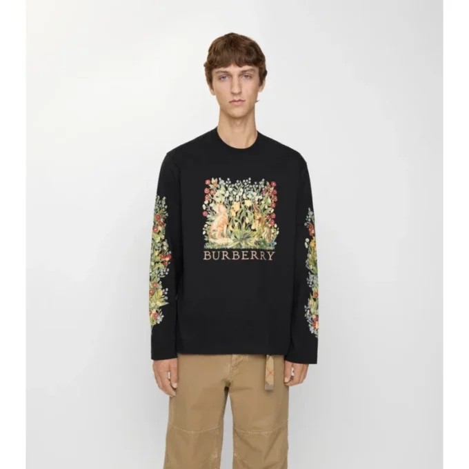 Tricou din bumbac cu mâneci lungi, cu imprimeu pădure Tricou din bumbac cu mâneci lungi, cu imprimeu pădure