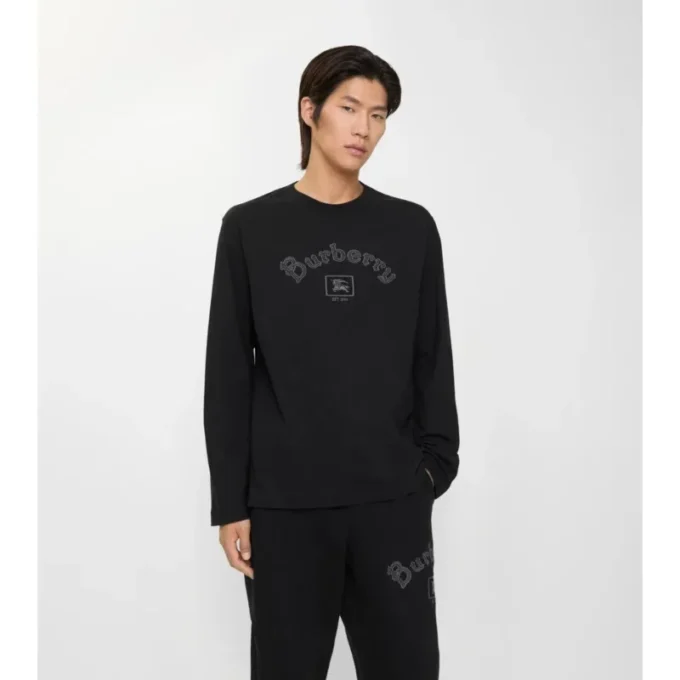 Tricou din bumbac cu mâneci lungi și logo gotic