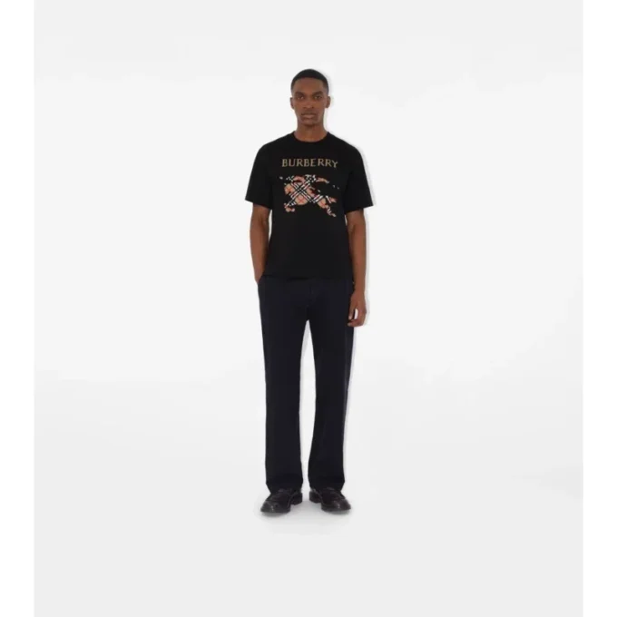 Tricou din bumbac EKD cu broderie în cruciulițe