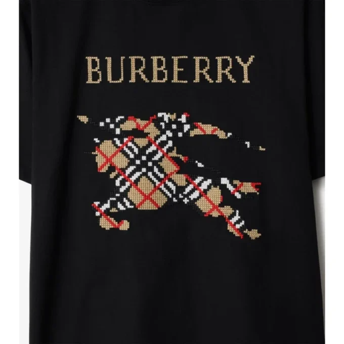 Tricou din bumbac EKD cu broderie în cruciulițe