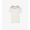 Tricou din bumbac elastic cu borduri în carouri Tricou din bumbac elastic cu borduri în carouri