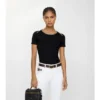 Tricou din bumbac elastic cu borduri în carouri Tricou din bumbac elastic cu borduri în carouri