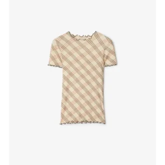 Tricou din bumbac elastic cu imprimeu în carouri
