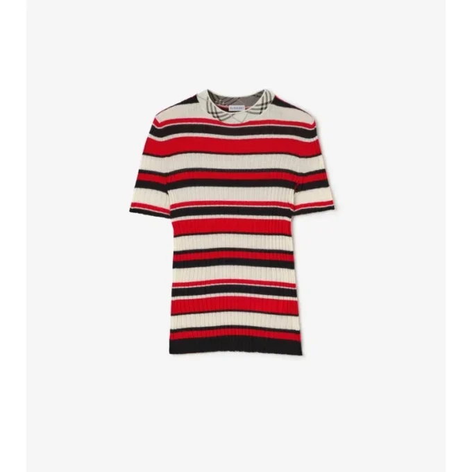 Tricou din lână cu dungi Tricou din lână cu dungi
