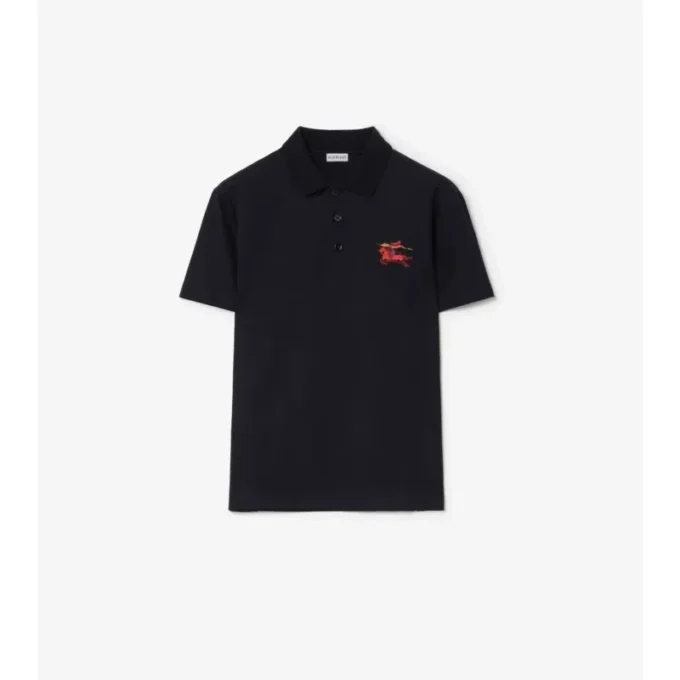 Tricou polo din bumbac EKD cu broderie în cruciulițe