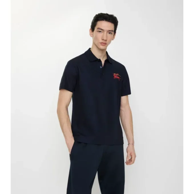 Tricou polo din bumbac EKD cu broderie în cruciulițe