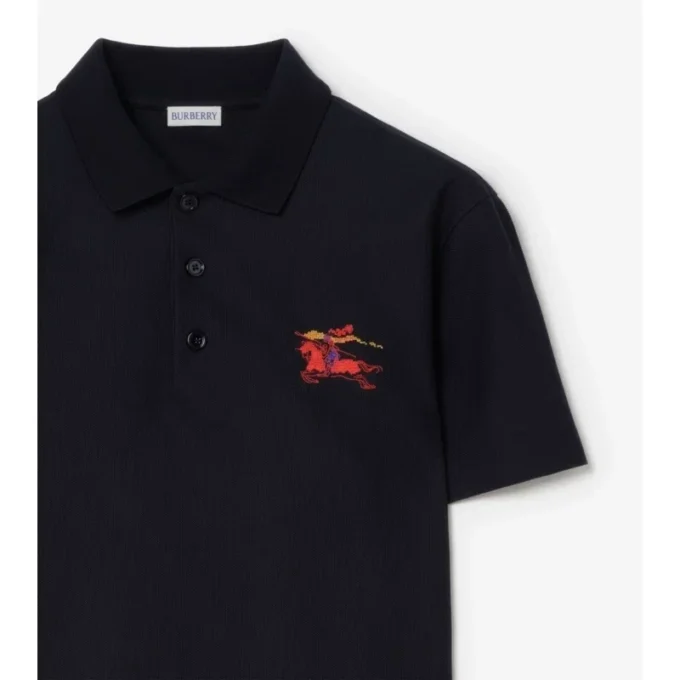 Tricou polo din bumbac EKD cu broderie în cruciulițe