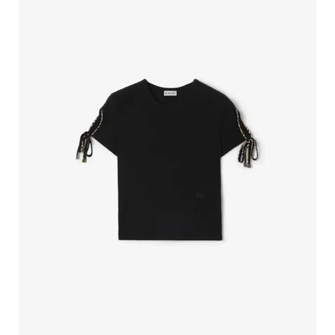 Tricou scurt din bumbac cu mâneci cu nod