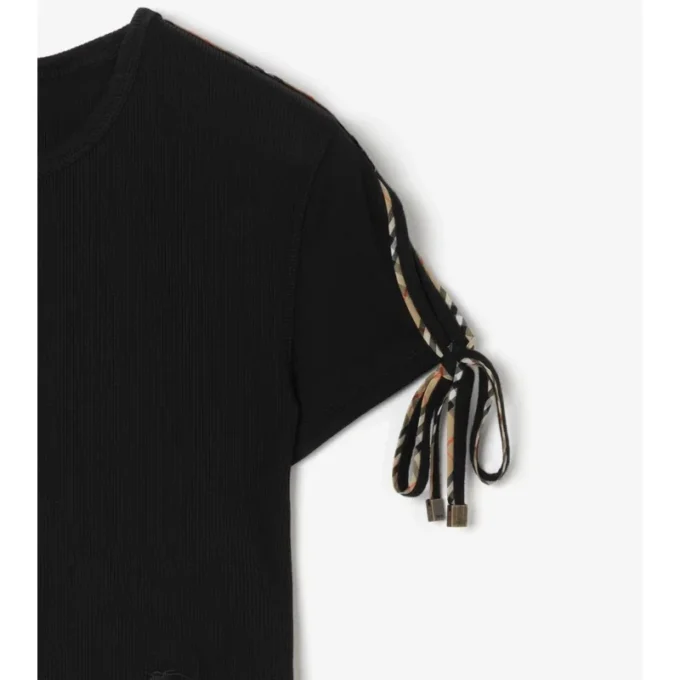 Tricou scurt din bumbac cu mâneci cu nod