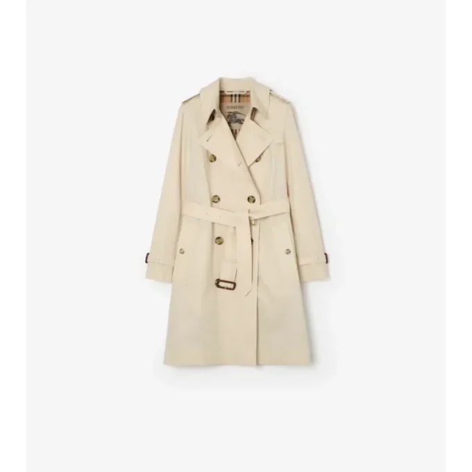 Tropical Gabardine Kensington Trench Coat, de lungime medie