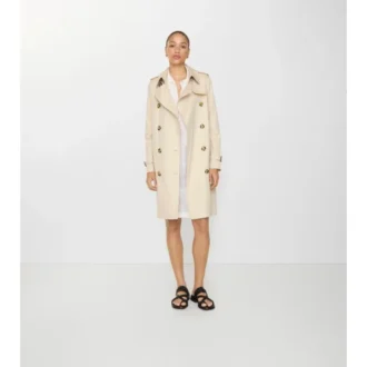 Tropical Gabardine Kensington Trench Coat, de lungime medie