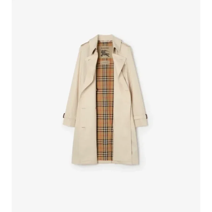 Tropical Gabardine Kensington Trench Coat, de lungime medie