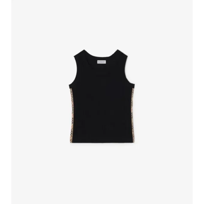 Vestă din bumbac elastic cu bordură în carouri Vestă din bumbac elastic cu bordură în carouri
