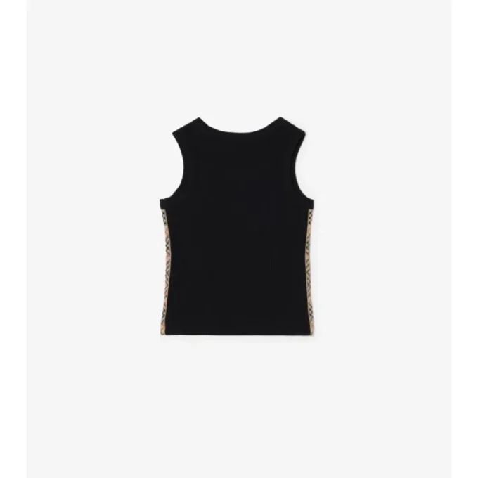Vestă din bumbac elastic cu bordură în carouri Vestă din bumbac elastic cu bordură în carouri
