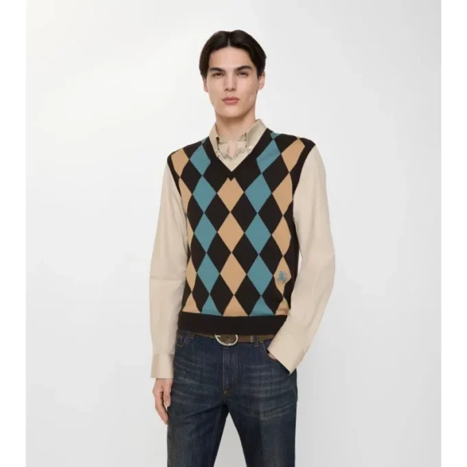 Vestă din lână cu model Argyle Vestă din lână cu model Argyle