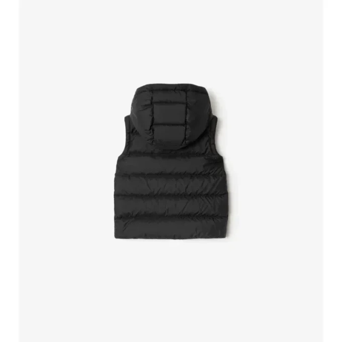 Vestă matlasată din nailon cu glugă Vestă matlasată din nailon cu glugă
